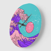 Vaporwave Great Wave: gestileerde oceaankunst Grote Klok (Hoek)