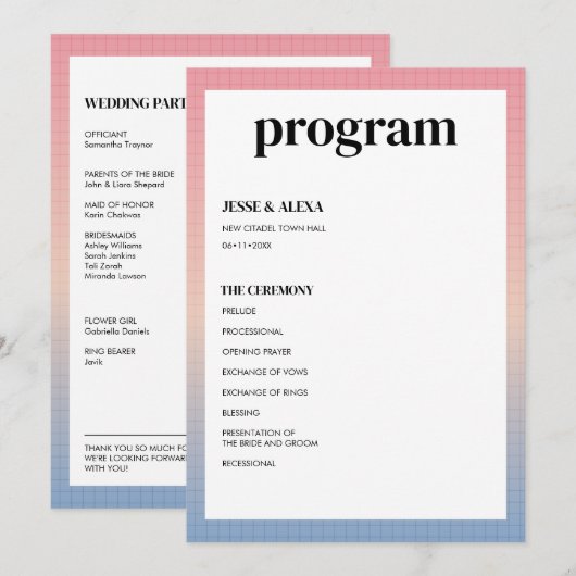 Vaporwave-huwelijksprogramma Programma (Voorkant / Achterkant)