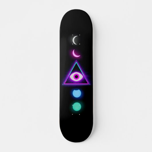 Vaporwave Moon Skateboard (Voorkant)