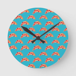 Vaporwave Pepperoni Kaas Pizza Schijf Fast Food Ronde Klok