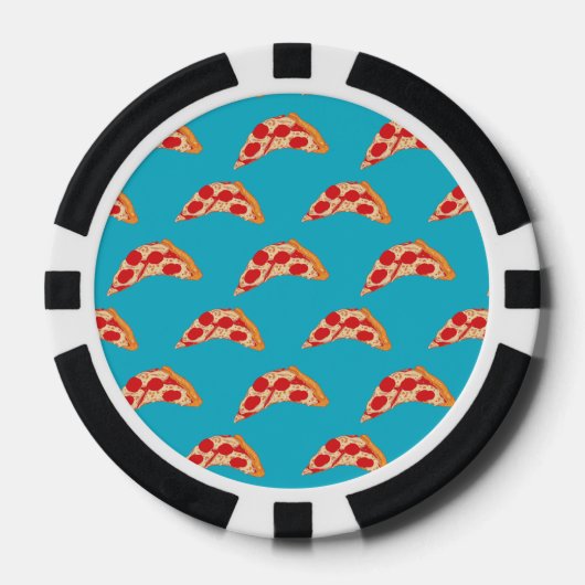 Vaporwave Pepperoni Kaas Pizza Slice Fastfood Poker Chips (Voorkant)