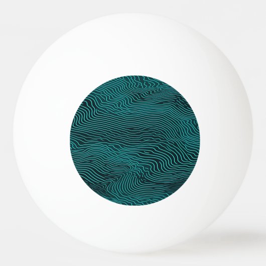 Vaporwave Rippling Blauwgroen en donkerblauw lijnp Pingpongballen (Voorkant)