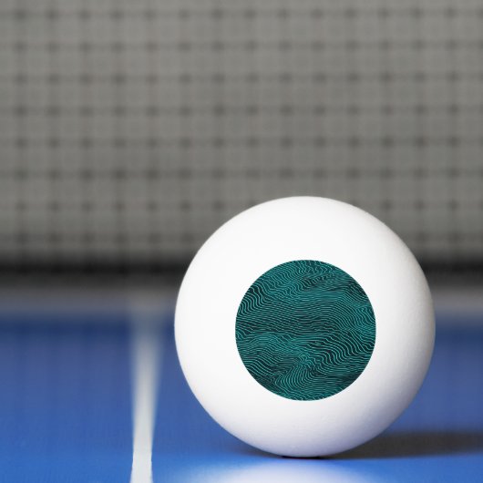 Vaporwave Rippling Blauwgroen en donkerblauw lijnp Pingpongballen (Net)