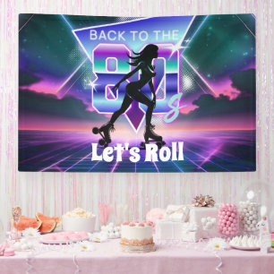 Vaporwave Roller Schaats verjaardagsfeestje Spandoek