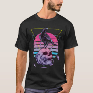 Vaporwave schedel en kraai esthetische pastel Goth T-shirt
