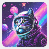Vaporwave Space Cat Sticker – Retro Galaxy Kat A (Voorkant)