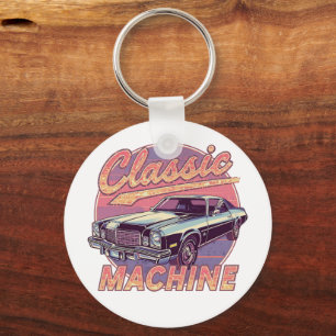 Vaporwave stijl klassieke auto sleutelhanger