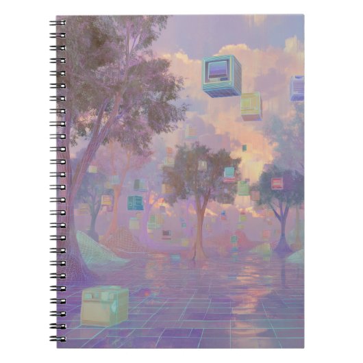 Vaporwave Sunset Glitch Forest Carnet (Devant)