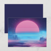 Vaporwave Sunset Landschap, Retro-futuristisch ont Briefkaart (Voorkant / Achterkant)