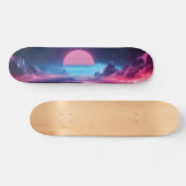 Vaporwave Sunset Landschap, Retro-futuristisch ont Skateboard (Horizontaal)