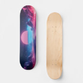 Vaporwave Sunset Landschap, Retro-futuristisch ont Skateboard (Voorkant)