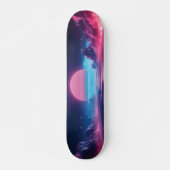 Vaporwave Sunset Landschap, Retro-futuristisch ont Skateboard (Voorkant)