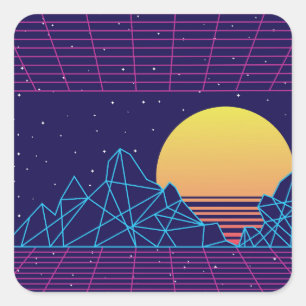 Vaporwave Sunset Vierkante Sticker