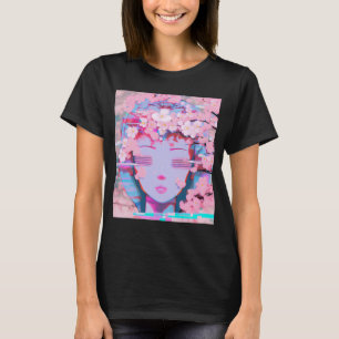 Vaporwave Synthwave Retrowave Glitch Cherry Blosso T-shirt