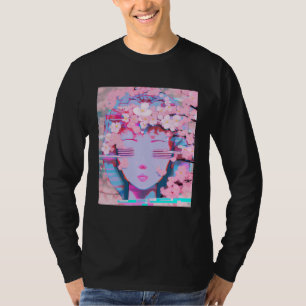 Vaporwave Synthwave Retrowave Glitch Kersenbloesem T-shirt