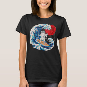 Vaporwave the Japanese Neko Great Cat Wave Sushi R T-shirt