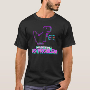 Vaprowave Rex Geek Dinosaur Geen internet T-shirt
