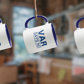 "VAR Dit Non" (Design Bleu) Mug De Football Drôle