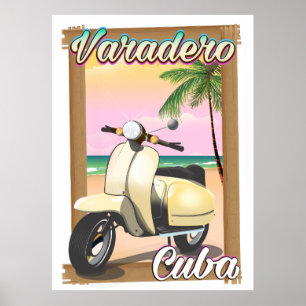 Varadero Cuba vintage scooter poster