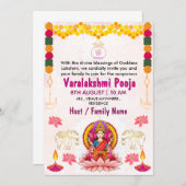 Varalakshmi Vratham Invitation Card | Pooja (Devant / Derrière)