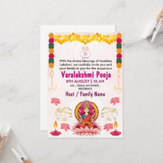 Varalakshmi Vratham Uitnodigingskaart | Pooja Kaart