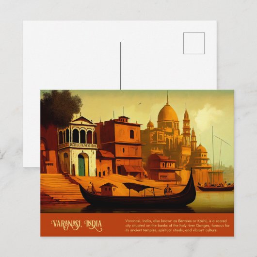 Varanasi India Painting Briefkaart (Voorkant / Achterkant)