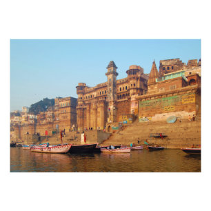 Varanasi India vanaf de Ganga Foto Afdruk