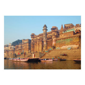 Varanasi India vanaf de Ganga Foto Afdruk