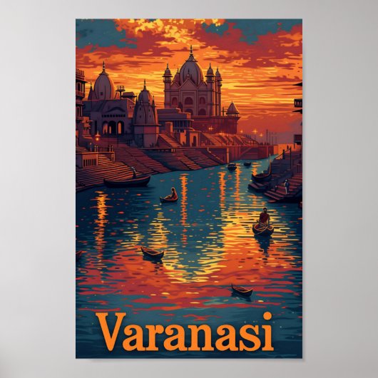 Varanasi  kunst reisillustratie poster (Voorkant)