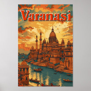 Varanasi kunst reisillustratie poster