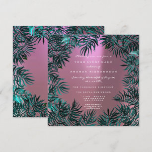 Varen bladeren ingelijste kristallen Blauwgroen aq Kaart