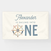 Varen in One Nautical First Birthday Kinder Spandoek (Horizontaal)