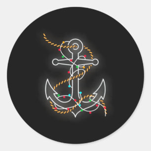 Varen Kerstlichten Anker Kerstman Zeilboot Ronde Sticker
