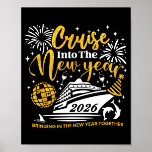 Varen naar 2026 Nieuwjaar Matching Familie Cruise Poster