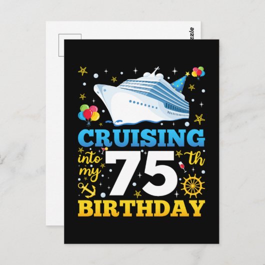 Varen naar mijn 75e verjaardagsfeestje briefkaart (Voorkant / Achterkant)