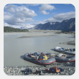 Varen op de Alsek-rivier stroomafwaarts Vierkante Sticker