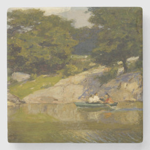 Varen op een meer in Central Park (E.H. Potthast) Stenen Onderzetter