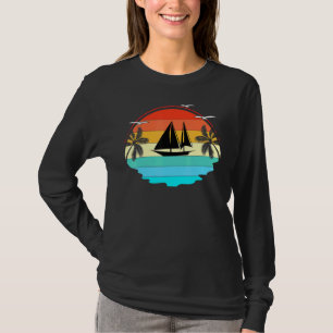 Varen Vintage Zonsondergang Zeilen Zeilboot T-shirt