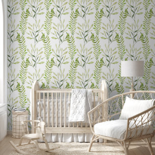 Varenblad Botanische Groene en Witte Peel en Stick Behang