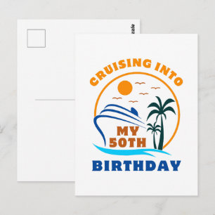 Varend naar mijn 50e verjaardag boot briefkaart