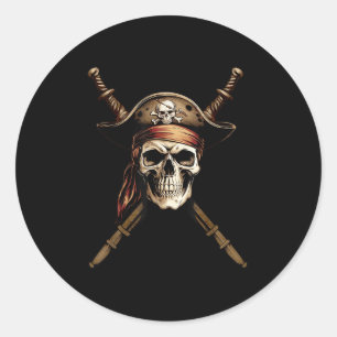 Varende kapitein piraat vlag schedel gekruiste bee ronde sticker