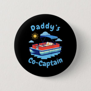 Varende Papa's Co-capitein Pontonboot Kind Vader Ronde Button 5,7 Cm