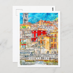 Varenna Lake Como Italië Beroemde reis Waterverf Briefkaart