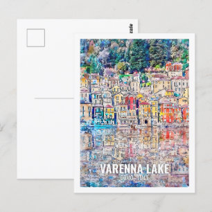 Varenna Lake Como Italië Travel Place Waterverf Briefkaart
