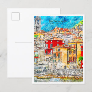 Varenna Lake Como Italië vintage reizen waterverf Briefkaart