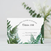 Varens Bos Loof Blad Groene RSVP Huwelijk Kaart (Staand voorkant)