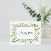 Varens en Eucalyptus Groene Huwelijks Dankjewel Briefkaart (Staand voorkant)