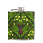 Varens en halskevers, groene bladeren heupfles (Voorkant)