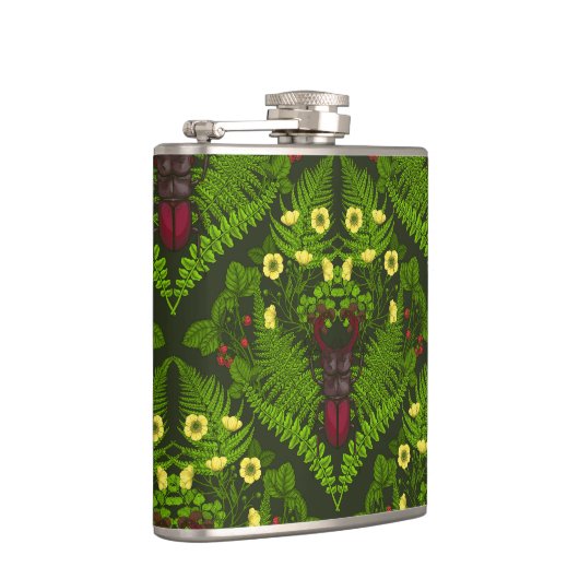 Varens en halskevers, groene bladeren heupfles (Rechts)