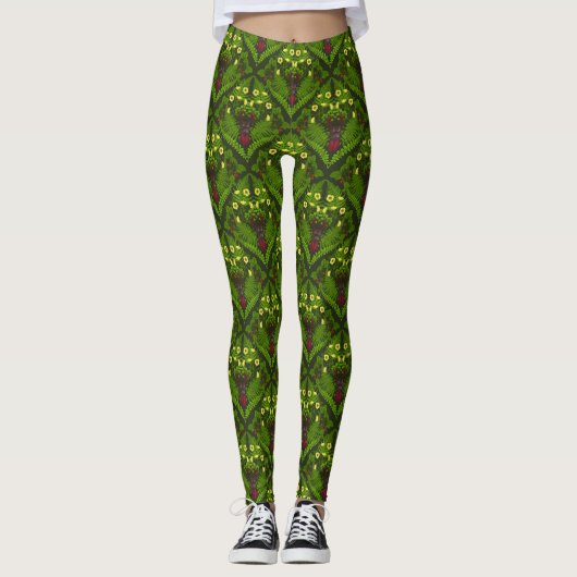 Varens en halskevers, groene bladeren leggings (Voorkant)